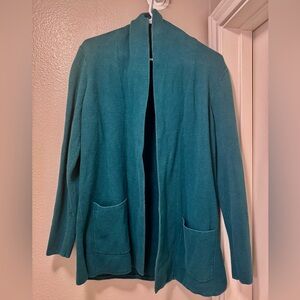 J. Crew Teal Open-Front Cardigan with Pockets